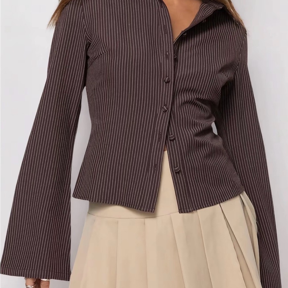 Brown Striped Women's Top